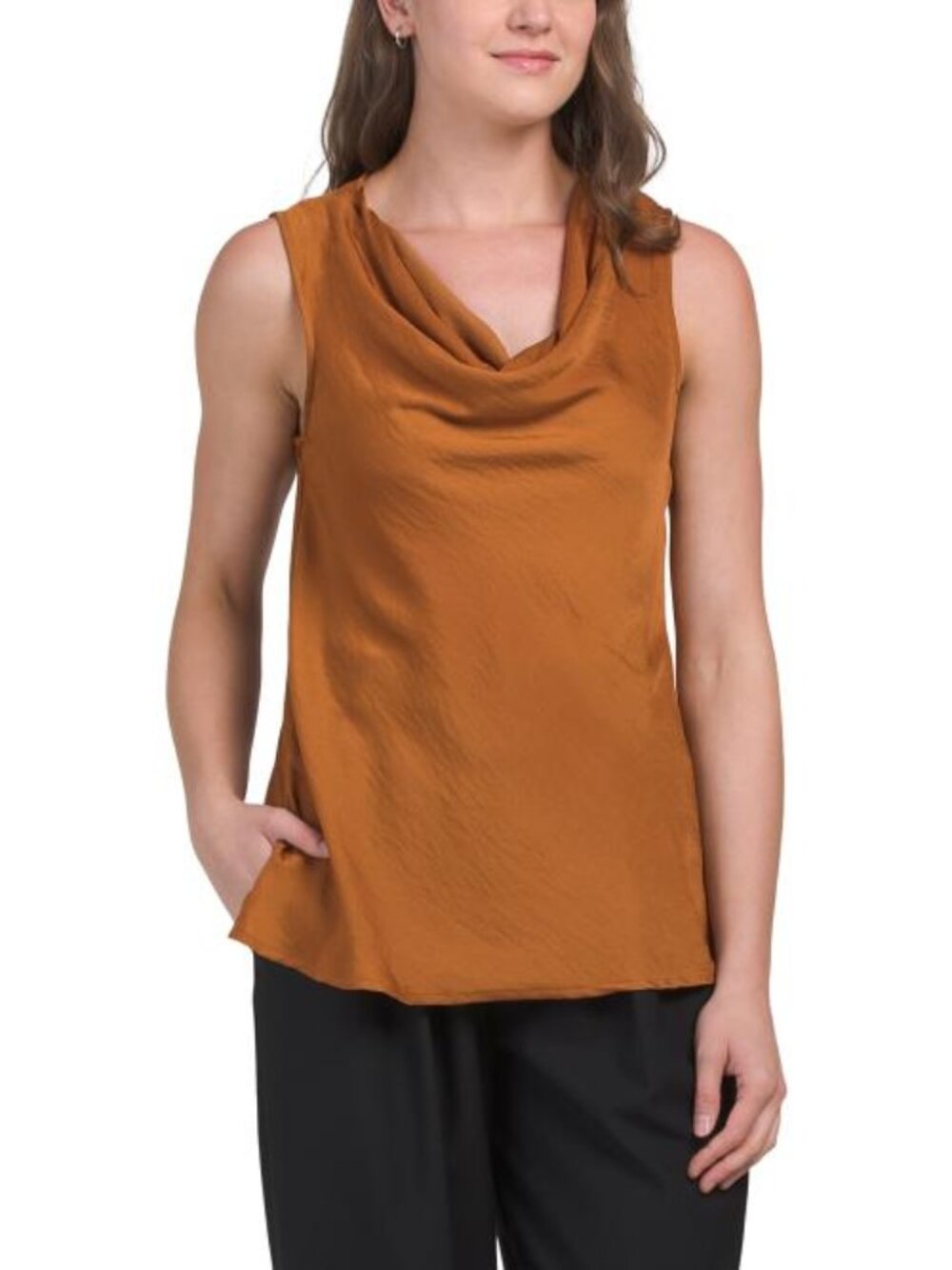 ALEX + LILI Satin Cowl Neck Blouse